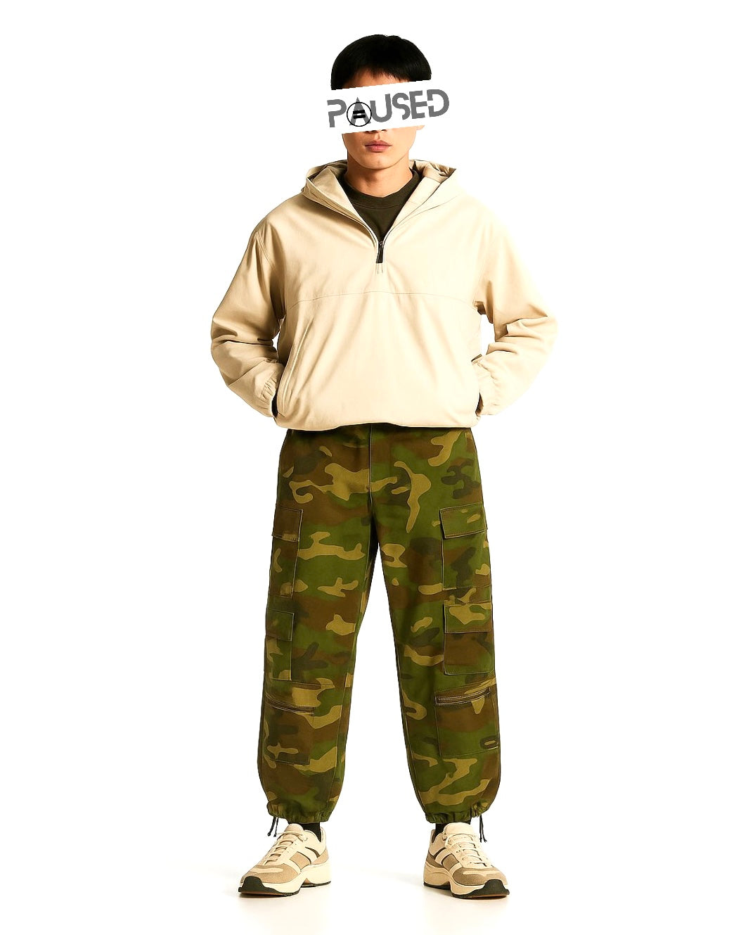 MEN'S CAMO CARGO PANTS WITH MULTIPLE UTILITY POCKETS