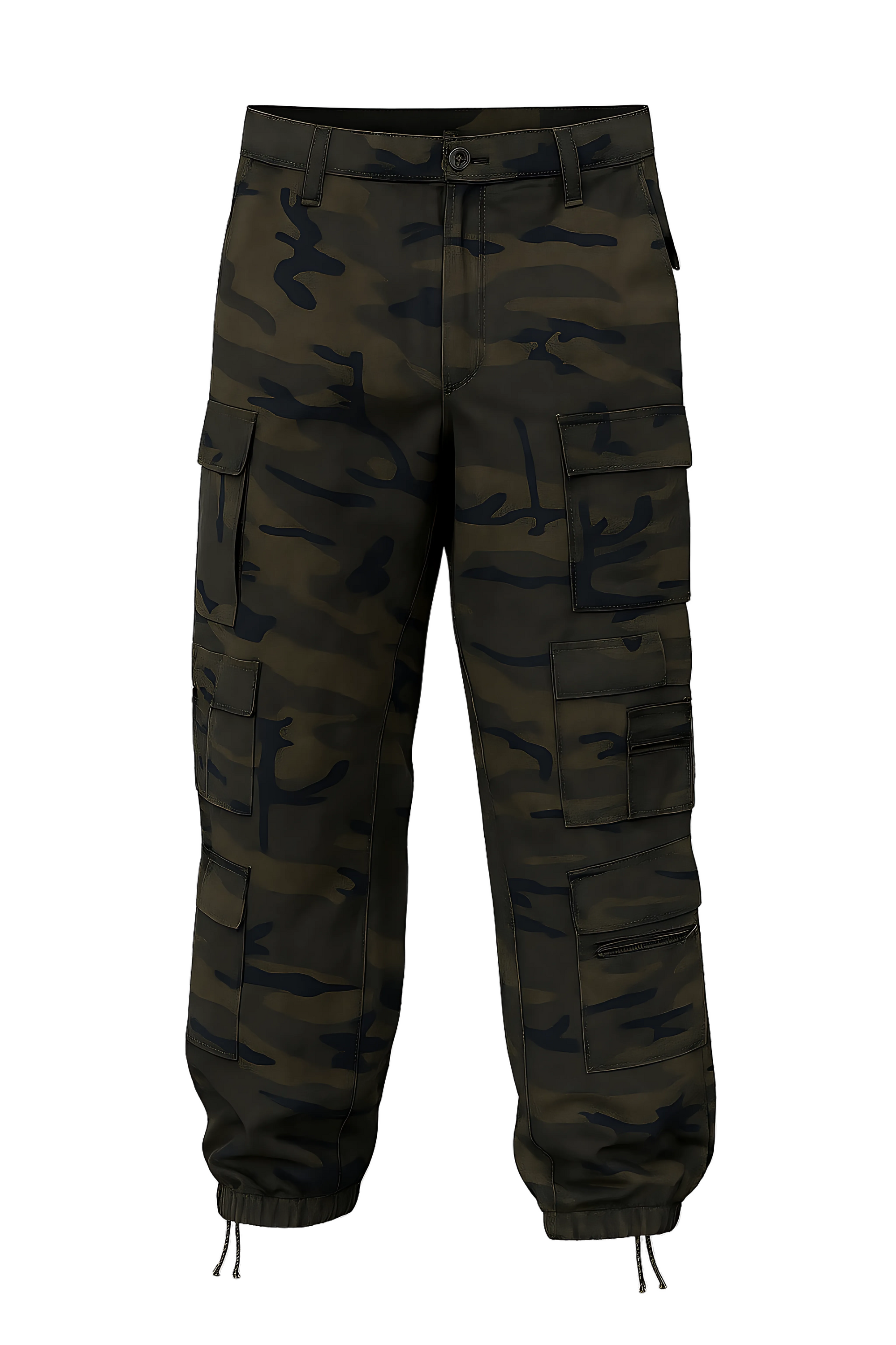 MEN'S CAMO CARGO PANTS WITH MULTIPLE UTILITY POCKETS