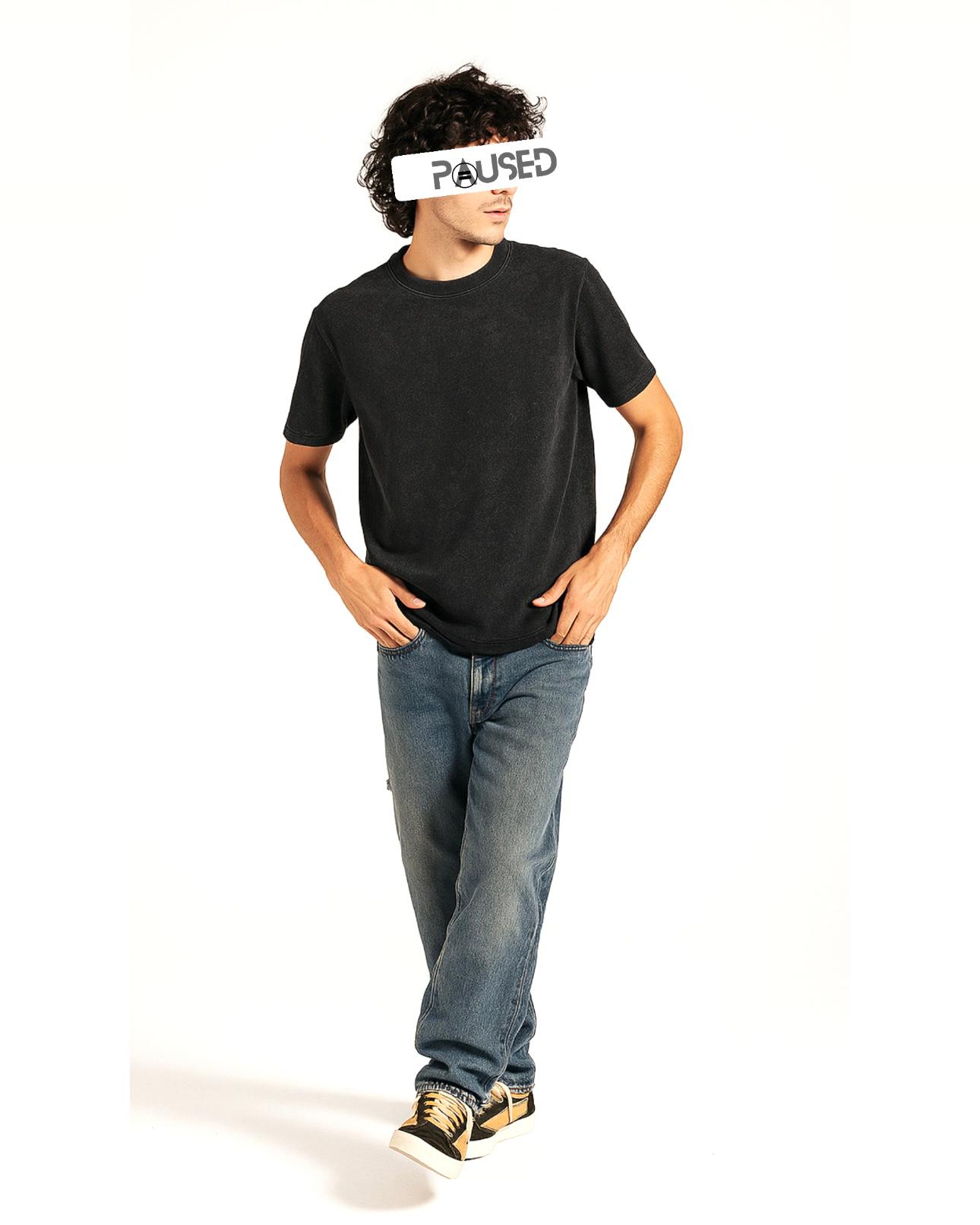 TEXTURED DROPSHOULDER T SHIRT (BLACK)