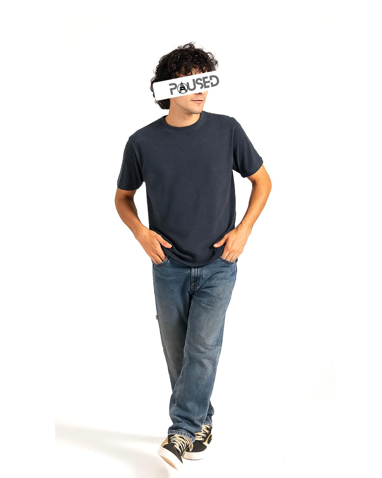 TEXTURED DROPSHOULDER T SHIRT ( CHARCOAL)