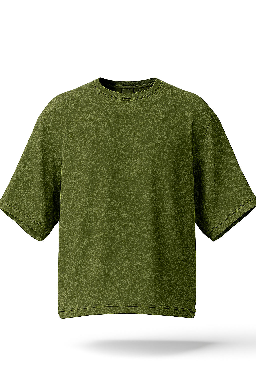 TEXTURED DROPSHOULDER T SHIRT (OLIVE)