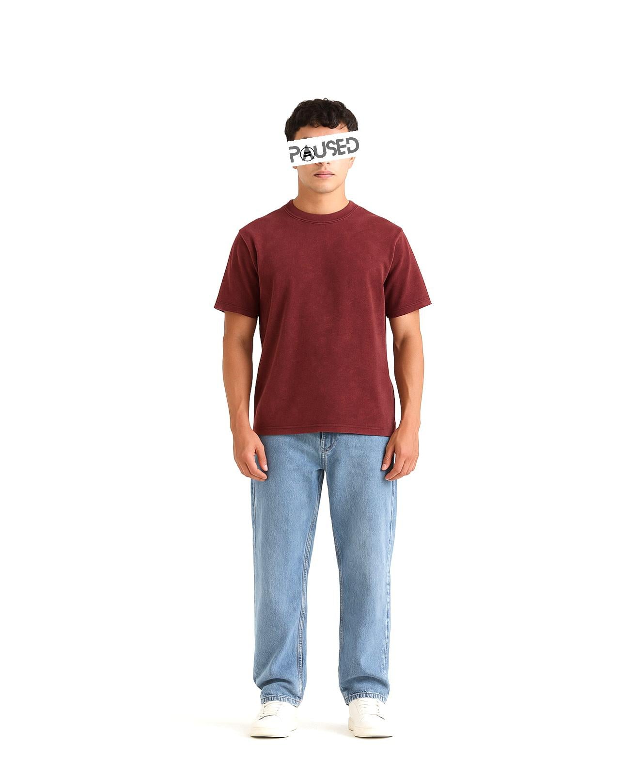 TEXTURED T SHIRT (RED OXIDE)